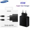 Chargeur Samsung Original ultra-rapide 45W USB-C Type-C avec câble
