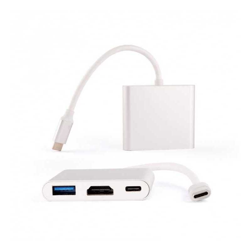 Adaptateur/Convertisseur Type-C/USB-C Vers HDMI 4K USB 3.0 MultiPort 3 iN 1 Compatible Smartphone/PC/Macbook