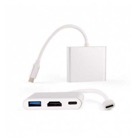 Adaptateur/Convertisseur Type-C/USB-C Vers HDMI 4K USB 3.0 MultiPort 3 iN 1 Compatible Smartphone/PC/Macbook