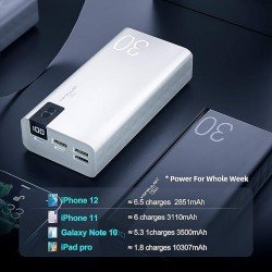 Power bank 30000mAh 20W Konfulon Fast Charging PD Externe Chargeur Xiaomi, iPhone, Huawei, Samsung