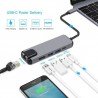 Adaptateur Type-C Vers HDMI/RJ45 Port Internet Hub USB 3.0 Adapter 5 in 1 Type-C To Gigabit Ethernet