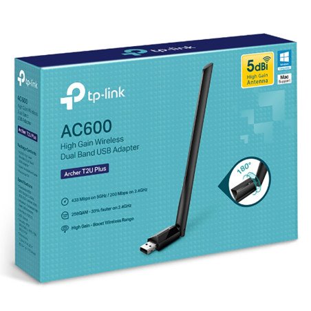 Clé WiFi 5G TP-Link Tplink AC600 T2U Plus Adaptateur USB WIFI 5G Wireless Gigabyte USB Wi-FI Sans Fil Tplink 5G T2U Plus