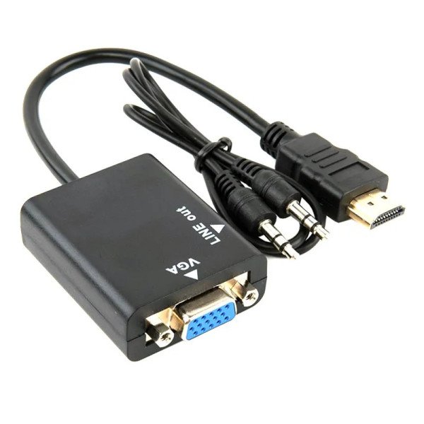 Adaptateur Cable HDMI Vers/To VGA 1080P HD Avec Audio Convertisseur HDMI à VGA Haute Qualité
