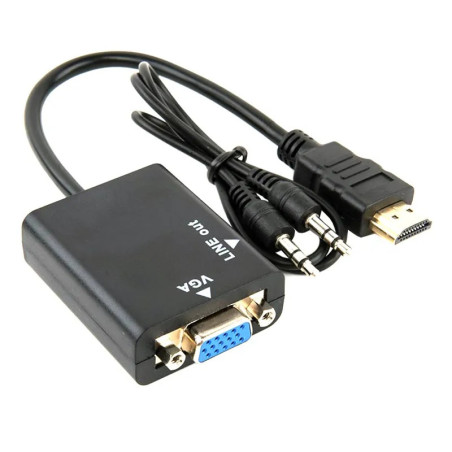 Adaptateur Cable HDMI Vers/To VGA 1080P HD Avec Audio Convertisseur HDMI à VGA Haute Qualité