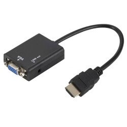 Adaptateur Cable HDMI Vers/To VGA 1080P HD Avec Audio Convertisseur HDMI à VGA Haute Qualité