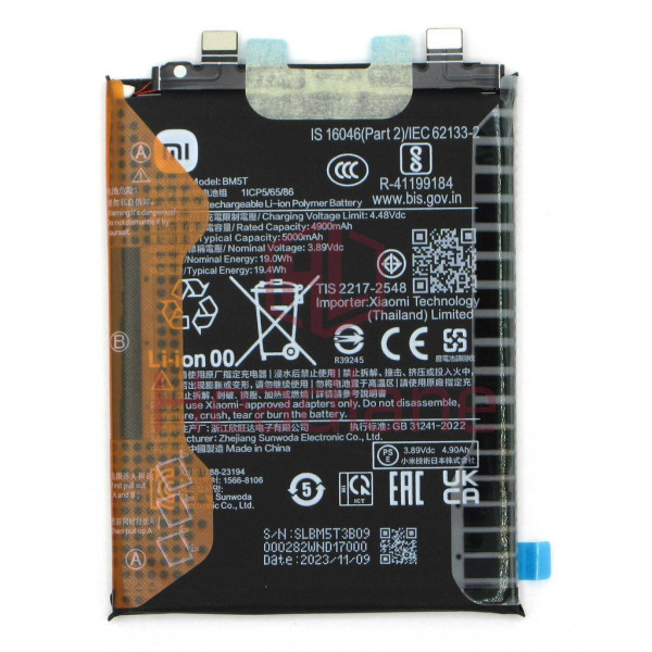 Batterie Xiaomi Mi 13T/14T/ Redmi Note 13 Pro / Poco M6 Pro / Poco X6 Pro 5G BM5T 5000mAh Original Qualité