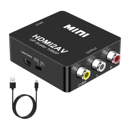 Adaptateur Cable HDMI Vers/To AV/RCA 1080P HD Convertisseur HDMI à/Vers AV/RCA HD Support PAL/NTSC Haute Qualité
