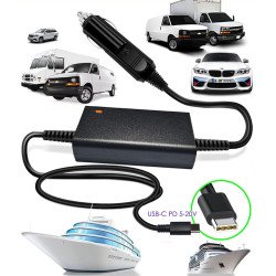 Chargeur PC Voiture Type-C USB-C Pour MacBook, ordinateurs portables, tablettes, Smartphone Adaptateur Voiture 12V-24V 100W