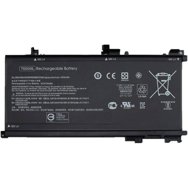 Batterie TE03XL 61.6Wh 11.55V Pour HP Pavilion 15, Omen 15 - Modèles Compatibles Nombreux