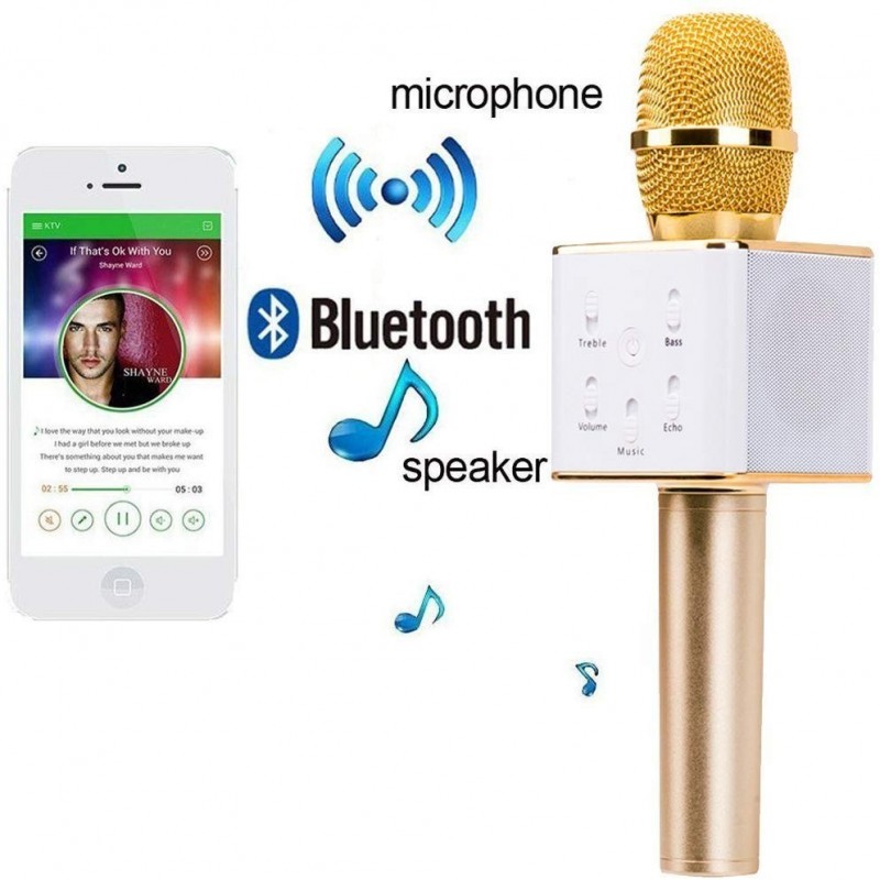 Karaoké Microphone Sans Fil, Bluetooth Avec Haut-parleur Intégré