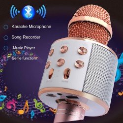 Microphone Sans Fil Karaoké,Haut-Parleur Bluetooth Intégré, Karaoké Portable pour Chanter, Compatible avec les smartphones