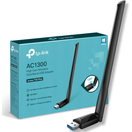 Clé WiFi 5G TP-Link AC1300 TPLink T3U Plus Adaptateur USB WIFI 5G Wireless Gigabyte USB Wi-FI Sans Fil Archer T3U Plus TpLink