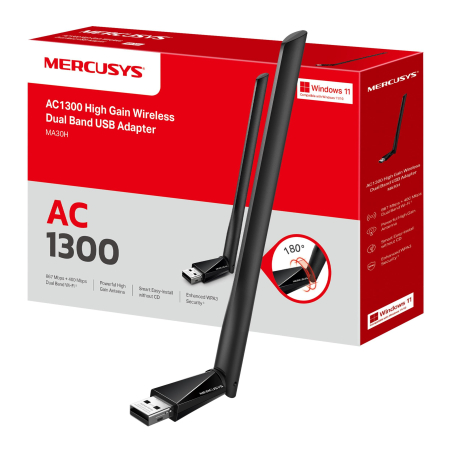 Clé WiFi 5G Mercusys AC1300 Mercusys MA30H AC1300 Adaptateur USB WIFI 5G Wireless Mercusys Gigabyte USB Wi-FI Sans Fil