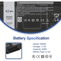 Batterie PC DELL Inspiron 15 3000 / Inspiron 15 5000 / Vostro 5481 Original Quality Battery Laptop DELL YRDD6 11.4V 42Wh