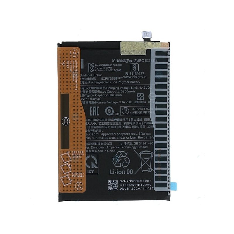 Batterie Xiaomi Redmi 9T / Redmi Note 9 / Redmi 9 Power / Poco M3 BN62 6000mAh Original Quality