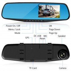 Caméra Voiture HD 4.3 pouces  écran 1080P rétroviseur DVR caméra