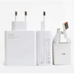 Chargeur Xiaomi 120w Turbo Super charge USB-C Type-C Chargeur Xiaomi 120 Watt Super Charge Ultra-Rapide avec câble