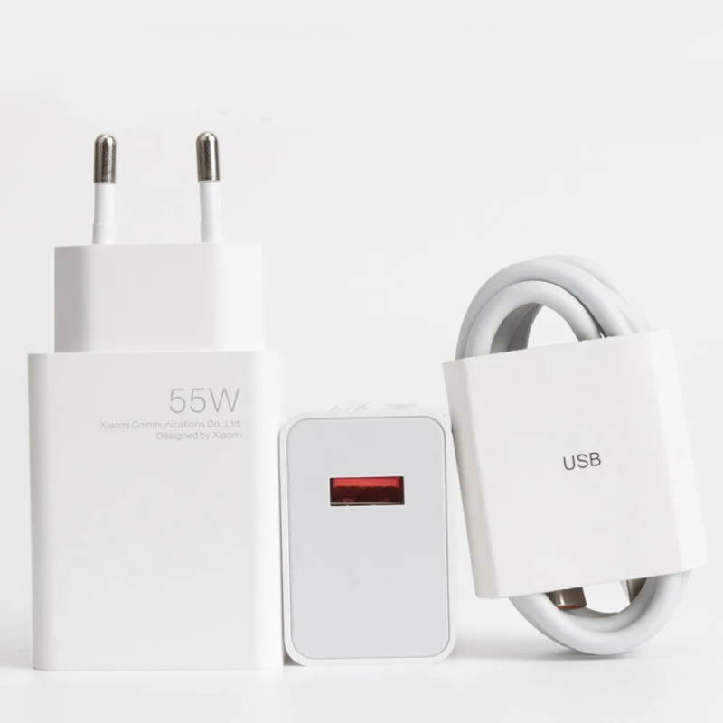 Chargeur Xiaomi 55w Turbo Super charge USB-C Type-C Chargeur Xiaomi 55 Watt Super Charge Ultra-Rapide avec câble