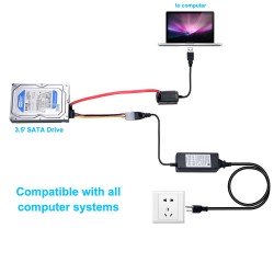 USB à SATA IDE 2.5 3.5 Câble adaptateur convertisseur Disk Dur HDD/SSD à USB