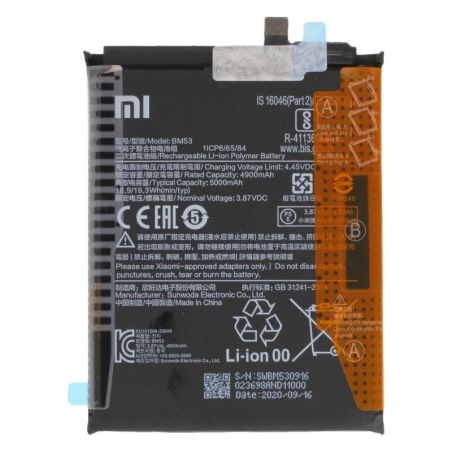 Batterie Xiaomi Mi 10T/Mi 10T Pro M2007J3SY/M2007J3SI BM53 5000mAh Original Quality