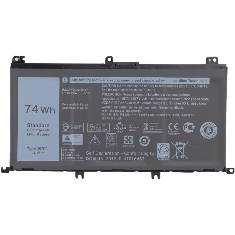 Batterie PC DELL Dell Inspiron 5576/5577/7566/7567/7557/7559 Dell INS15PD Original Quality Batterie DELL 357f9 11.4V 74Wh