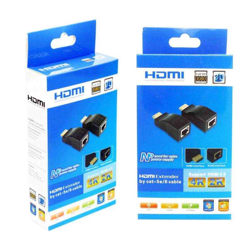 HDMI Extender 15m/30m/60m CAT5/6 Extender HDMI 15m/30m/60m Cable réseau Rj45 Full HD 1080P