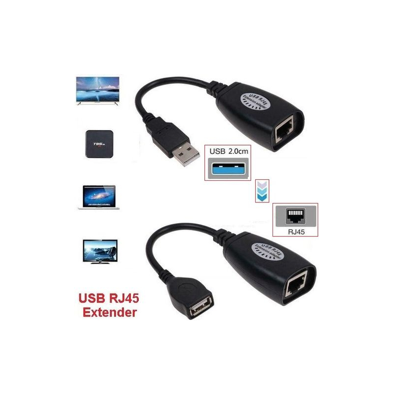 USB Extendeur RJ45 Extension Cable Adaptateur USB RJ45 Reseau LAN USB ...