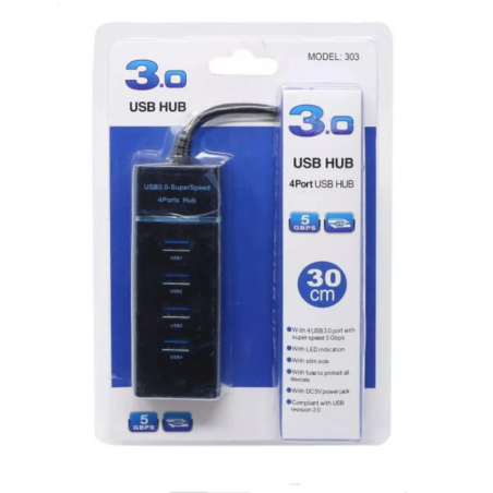 HUB USB 3.0 4 Ports Haute Vitesse Multi USB Port 3.0 Rallange USB Cable 30cm
