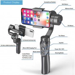 3-Axis Stabilisateur Handheld Gimbal de poche PTZ cardan Smartphone Gopro caméra Selfie bâton trépied pour Smartphone