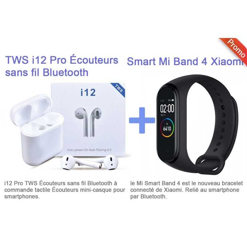 Promo: TWSi12 Pro Écouteurs sans fil Bluetooth + Smart Band M4