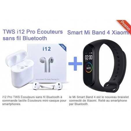 Promo: TWSi12 Pro Écouteurs sans fil Bluetooth + Smart Band M4