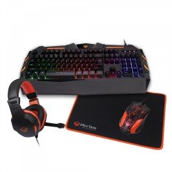 Pack Gaming 4 in 1 Clavier + Souris RGB LED + Casque et Tapis Kit MT-C500