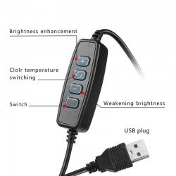 Ring Light LED Dimmable Lamp Studio Photo Phone Video Live Photography Selfie Light with USB Cable