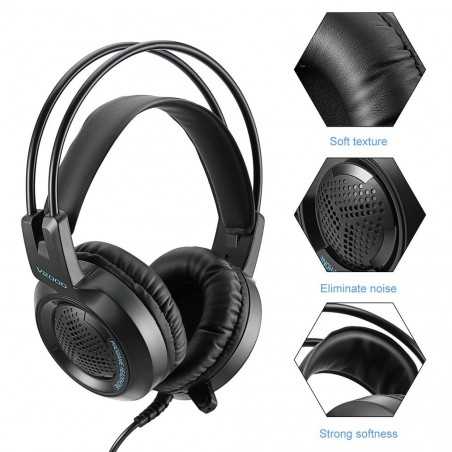 Casque Gamer V2000 Sound 7.1 basse stéréo avec Microphone LED coloré pour Smartphone Xbox PS4 et PC