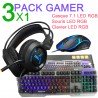 Pack Gaming 3 in 1 Clavier RGB + Casque v2000 Sound 7.1 LED RGB+ Souris RGB