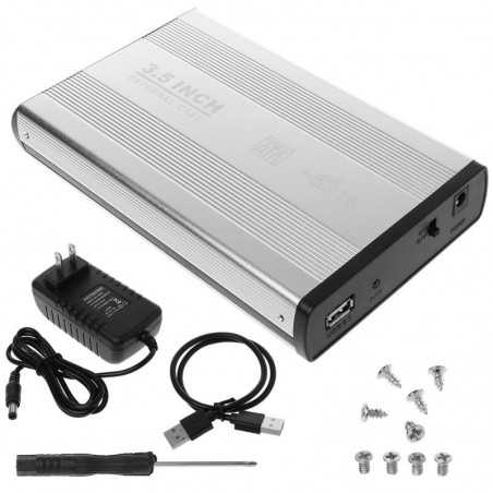 HDD External Case adaptateur USB 3.0/USB 2.0 to SATA External Stockage 3.5 avec boite Aluminum