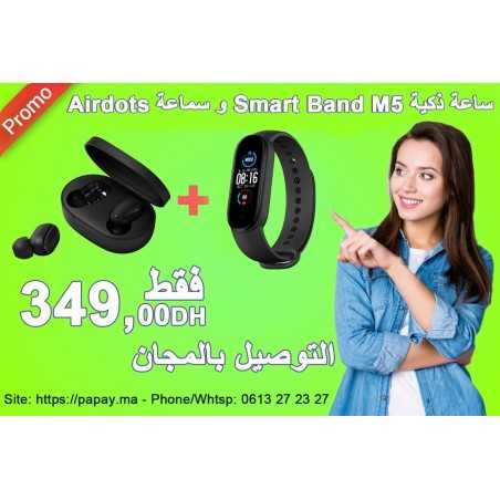 Airdots+SmartBand M5: Promotion TWS Airdots Earphone Bluetooth + Smart Band M5
