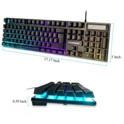 Pack Clavier et souris Gamer Mécanique en Métal Avec Touches Multimédia Rainbow LED RGB Backlight