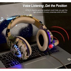 Casque GT84 Gamer E-Sports Avec Microphone LED Stéréo 7.1 compatible avec PS4 Xbox PC