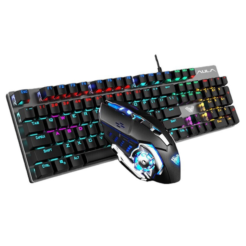 AULA T400 Clavier Avec Souris Pack Gaming Mécanique Light rétro-éclairage