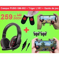 Promo Gaming 3x1 : Casque PUBG GM-002 + Triger R1L1 + Gants de Jeu PUBG FreeFire manchon de doigt