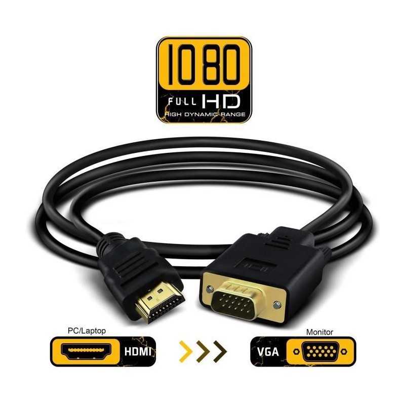 Cable adapter HDMI To VGA. HDMI Mâle vers VGA Mâle 1.5 Mètres