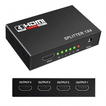 Répéteur HDMI Full HD Splitter 1X4 4 ports Hub v1.4 3D 1080p 1 en 4 sortie